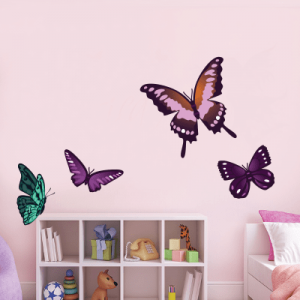 #13 Αυτοκόλλητο τοίχου με χρωματιστές πεταλούδες - Sticker Box