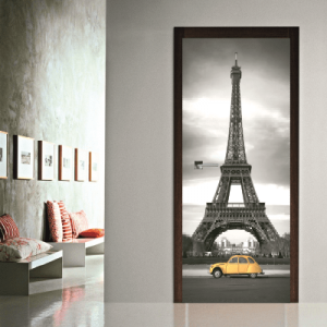 #8 Αυτοκόλλητο πόρτας ασπρόμαυρο Παρίσι - Sticker Box