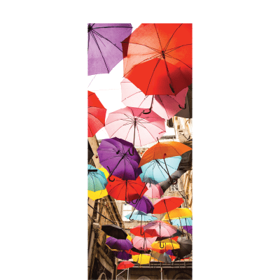 #1 Αυτοκόλλητο πόρτας δρόμος με ομπρέλες - Sticker Box