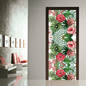 #52 Αυτοκόλλητο πόρτας μοτίβο με λουλούδια - Sticker Box