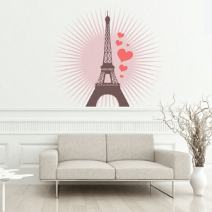#20 Αυτοκόλλητο τοίχου Πύργος του Άιφελ με καρδιές - Sticker Box