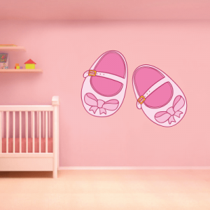 #17 Αυτοκόλλητο τοίχου μωρουδιακά παπούτσια ροζ - Sticker Box