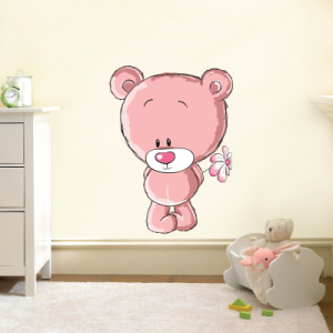 #20 Αυτοκόλλητο τοίχου ροζ αρκουδάκι - Sticker Box