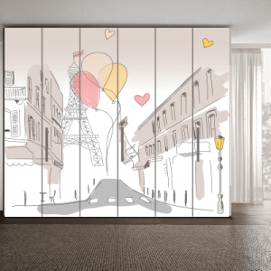 #4 Αυτοκόλλητο ντουλάπας Παρίσι ζωγραφιά - Sticker Box