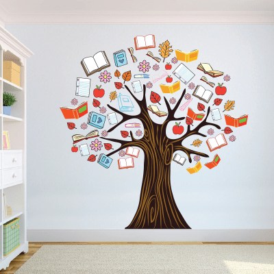 Αυτοκόλλητο τοίχου δέντρο με βιβλία