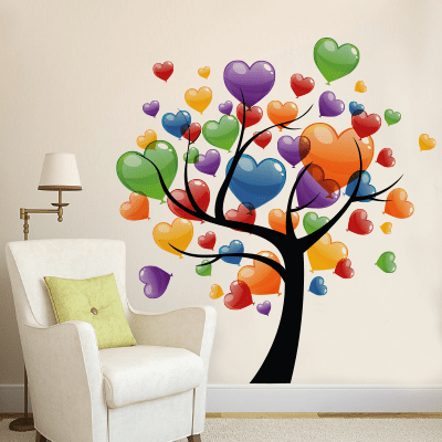 #16 Αυτοκόλλητο τοίχου δέντρο με μπαλόνια - Sticker Box