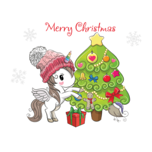 #4 Αυτοκόλλητο με χριστουγεννιάτικο δέντρο και μονόκερο_1 - Sticker Box