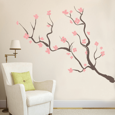 Αυτοκόλλητο κλαδιά δέντρου με ροζ λουλούδια