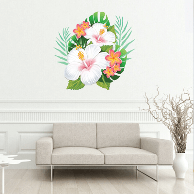 #37 Αυτοκόλλητο τοίχου με λουλούδια και φύλλα - Sticker Box