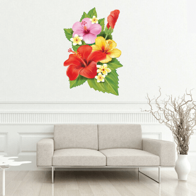 #6 Αυτοκόλλητο τοίχου με πολύχρωμα λουλούδια - Sticker Box