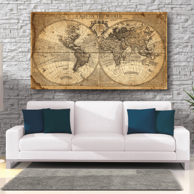 #7 Πίνακας vintage world map - Sticker Box