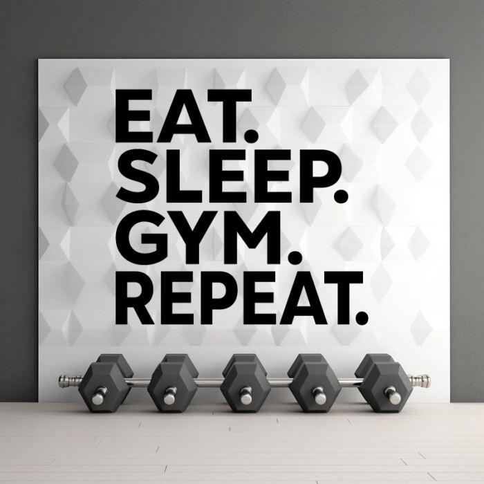 Motivation Αυτοκόλλητo γυμναστηρίου eat sleep gym repeat